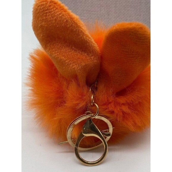 Orange Fur Ball Bunny Ears Keychain Plush Charm Key Holder‎ Unisex - Picture 6 of 7
